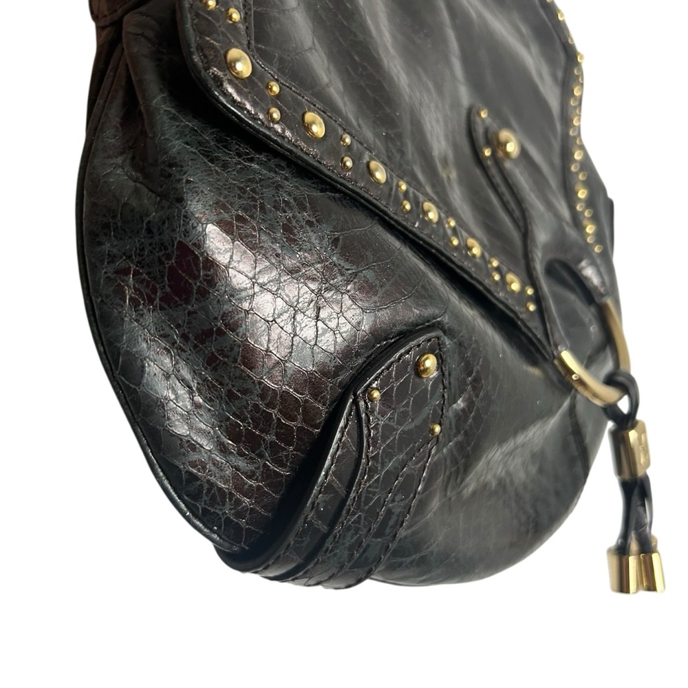๐ COLE HAAN Dark Dark Brown Embossed Leather Hobo Bag ๐ - Picture 5 of 14